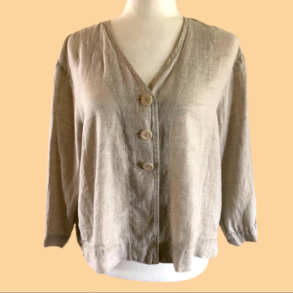 FLAX 100% Linen Top Sz M